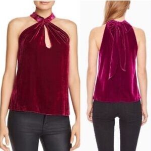 Parker Dallas Velvet Halter Top in Mulberry